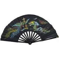 BAY-Sports Handfächer Chinesischer Fächer Bambusholz KUNG FU TAI CHI Deko Wandfächer Wushu, (Original, Original), Edle Ausführung - 62 cm
