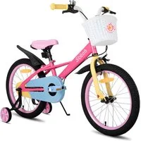 JOYSTAR Kinderfahrrad Macarons 12 14 16 18 Zoll fahrrad für 2-9 jährige Mädchen & Jungen, mit Korb,Stützrädern, Kotflügel, Korb, Fahrradklingel, Reflektorplatte