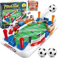 Wootoy Tischfußballspiel Kickertisch Tischkicker mit 2 Bällen Tischfußball für 2 Spieler (rutschfeste Griffe, faltbares Design und Betrieb ohne Batterien, 1-tlg., mit Punkteanzeige Torglocke und zwei Spielbälle), Geschenkidee für Kinder ab 3 Jahren s