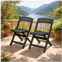 Progarden Gartenstuhl Balkonstuhl Terrassenstuhl Anthrazit Kunststoff 2 er Set (Set, 2 St), UV-Beständig, Robust, Wetterfest, Made in Italy, Hochwertig