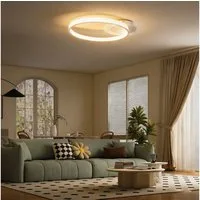 HOMCOM Deckenleuchte mit Zwei-Ring-Design, rund, LED, für Schlafzimmer Wohnzimmer 50 x 40 x 7,4 cm, Weiß