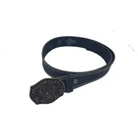 Pezzo D'oro Ledergürtel Ledergürtel schwarz weisser Stick Schließe mit Hirschmotiv kunstvoll geprägter Hirschkopf