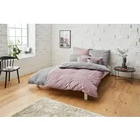 Bruno Banani Wendebettwäsche Merlin in Gr. 135x200 oder 155x220 cm, Biber, 2 teilig, Baumwollbettwäsche, Leinen-Look in Melange-Optik