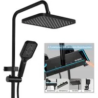 oyajia Brausegarnitur Premium Duschsystem mit LED-Panel, Höhenverstellung,Kalt-Heiß-Regelung, 4 Strahlart(en), 4-in-1 Duschset aus Alu mit Regendusche, Handbrause & Massagestrahl