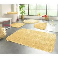 KiNZLER Badematte Chaozhou, Badvorleger, Badezimmer Teppich, Höhe 20 mm, rutschhemmend beschichtet, fußbodenheizungsgeeignet, Polyester, rechteckig, 2er-Set rechteckig 55x50 cm / rechteckig 60x100 cm, Badteppich, Uni Farben, weich, als rechteckig, ru
