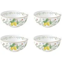 EasyLife Müslischüssel Fleurs et Citrons, Porzellan, Spülmaschinengeeignet, Mehrfarbig, Zitronen, H: 7cm