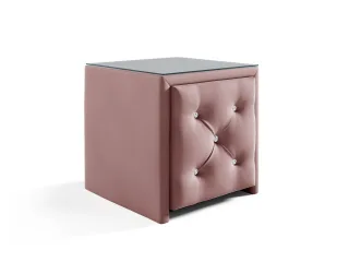 Nachttisch Nachtkonsole SEVRA 50x50cm in Stoff Elisa Velvet Altrosa
