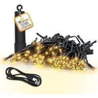 Spetebo LED-Lichterkette Akku Lichterkette per USB aufladbar bis 10 Tage Leuchtdauer, 200-flammig, per USB Anschluss wiederaufladbar