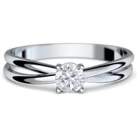 Amoonic Verlobungsring Damen aus Weißgold (333) mit Zirkonia inkl. Etui mit Doppelherz Gravur (inkl. Schmucketui)