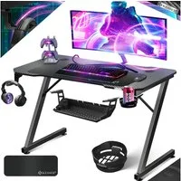 KESSER Gamingtisch, Gaming Schreibtisch mit Getränkehalter Ergonomischer Gamer Tisch
