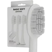 Zahnheld Aufsteckbürsten Ersatzbürsten Basic Soft - ideal für Schallzahnbürste Gero, im 3er, 6er oder 9er Set, Zahnpflege Set, sensibles Zahnfleisch & Zähne, plastikfrei verpackt, 3 Stück, weiß
