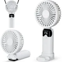 skelo Handventilator Kleiner faltbarer tragbarer USB-Handventilator mit 6 Stufen, 2400 mAh, Tischventilator mit LED-Anzeige für Zuhause, Büro, Reisen und Outdoor