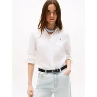 Tommy Hilfiger Hemdbluse ESS LINEN RELAXED SHIRT mit Logostickerei,kühlendes Premium Leinen