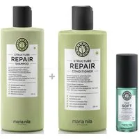 Maria Nila Haarpflege-Set Structure Repair Set - Shampoo 350ml + Conditioner 300ml + Öl 30ml, 3-tlg.