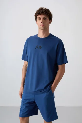 Übergröße Bedrucktes Rundhals-T-Shirt