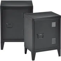 en.casa Nachtschrank (2-St) »Inari« 2er Set mit Türgriff links Stahl 57 x 40 x 30 cm Schwarz