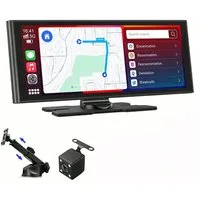 TWUFY Tragbar Kabellos Apple Carplay Android Auto 9,26" Touchscreen Navigationsgerät (OTA, Autoradio Bluetooth Sprachsteuerung)
