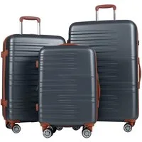 COSTWAY Hartschalen-Trolley, 4 Rollen, 3-teiliges Kofferset mit TSA-Schloss