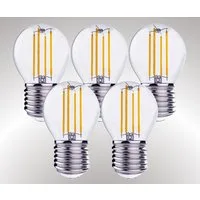 TRANGO LED-Leuchtmittel, 5er Pack E27004-5 LED Filament Birne 4 Watt 350 Lumen - 2700K warmweiß - Ersatz für 40W Glühlampe - Glühbirne - Lampe in Tropfen Form mit E27 Fassung Abstrahlwinkel 360°, 5 St.