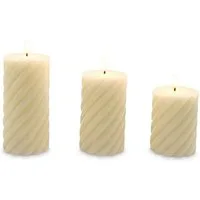 relaxdays LED-Kerze 3er Set, Champagner