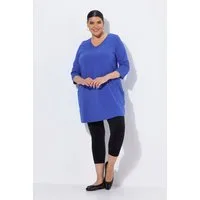 Ulla Popken Longshirt Longshirt Ziernähte A-Linie V-Ausschnitt 3/4-Arm