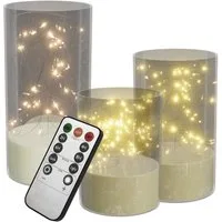 FIVMEN LED-Kerze 3 Stück LED Kerzen Flackernde mit Eingelassener Lichterkette