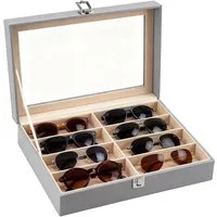 Youyijia Brillenetui Brillenbox für 8 Fächer Brillen Brillenkoffer Sonnenbrillen, 8 Brillenbox