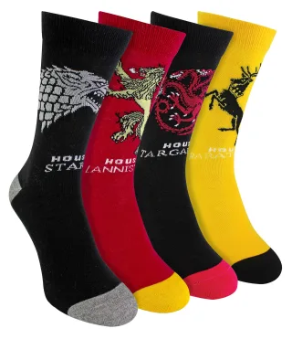 4 Paar Herren Game of Thrones Socken | House of Dragon GOT Spaßsocken - Gemischt