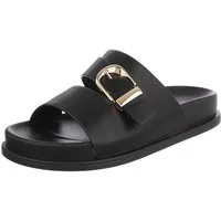 Ital-Design Damen Pantolette mit Schnalle, bequem und modern Pantolette (91971099) Flach Pantoletten in Schwarz