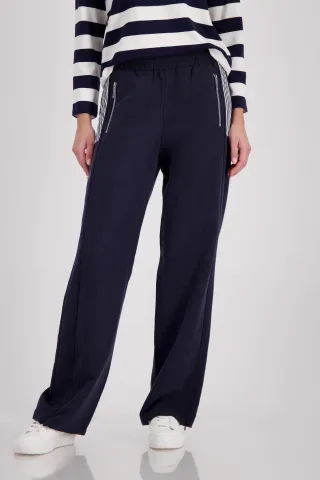 monari - Wide-Leg-Jogger mit Streifendetails marine - Gr. - 38