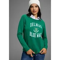 DELMAO Sweatshirt Weiche Baumwollmischung mit Print und Kordelzug am Saum