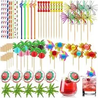 LuxusKollektion Partyspieße Cocktail Zubehör 179 Stück Cocktail Deko Set Schirmchen Strohhalme