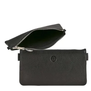 Stiftemäppchen flach Leder schwarz 19x6cm | Sonnenleder Schreibetui. Kompakter Organizer aus echtem Leder für eine strukturierte Aufbewahrung im Büro.