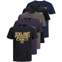 Jack & Jones Print-Shirt Bedrucktes T-Shirt aus Baumwolle (5er-Pack)