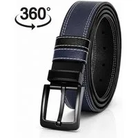 herémood Ledergürtel Herren Leder Gürtel 4cm, Ledergürtel, Herrengürtel, Vatertagsgeschenk (Gürtel Herren Blau & Schwarz 125 cm - Premium Ledergürtel - handgefertigt - hochwertig verarbeitet - kürzbar, 1-St., Vatertagsgeschenk für Papa Mann) Männer G
