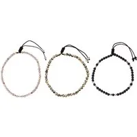 Firetti Fußketten Set Schmuck Geschenk Körperschmuck Edelsteine (Set, 3-tlg), mit Achat, Dalmatiner Jaspis, Onyx