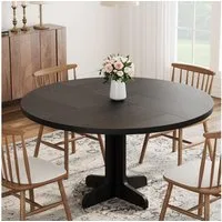 GarveeMore Esstisch Runder mit Holztischplatte und stabilem Fuß 4 Personen,120cm, Küchentische aus Holz für Esszimmer,Küche,Wohnzimmer