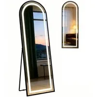 kehot Spiegel LED-Ganzkörperspiegel mit Rahmen,Aluminiumrahmen,dimmbare Beleuchtung (Oval, 150x45cm), Stand/Wand