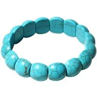 KARMA Armband Naturstein Armband Türkis Damen (Damenarmband, modern Armband Geschenk für sie), Steinarmband 5,5 dehnbar