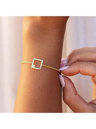 cai Armband 925 Sterling Silber gelb vergoldet Rechteck Zirkonia