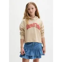 Marc O'Polo Kapuzensweatshirt für Mädchen, verkürzte Länge mit Rollkante, lockere Passform
