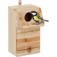 relaxdays Vogelhaus Nistkasten mit Reinigungsklappe