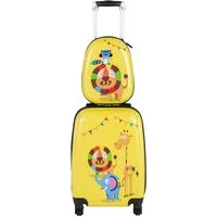 COSTWAY Kinderkoffer Reisegepäck, 2tlg Kinderkoffer + Rucksack