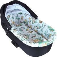 BabyLux Kinderwagen-Bezug BABYLUX Nestchen für Kinderwagen BABYWANNE + Matratze 2 Tlg Set, W15 - Grün + Waldtiere