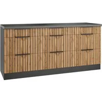 KOCHSTATION Unterschrank KS-Lagos Breite 180 cm, 3 Schubkästen, 6 Auszüge