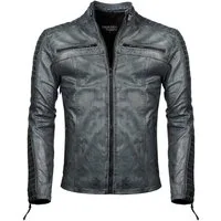 PAULGOS Lederjacke Herren Jacke Übergangsjacke Biker Look 100% Echtleder D1