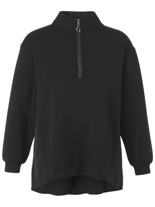 Frapp - Sweatshirt Kragen 1/1 Arm Materialmix black - Gr. - 52