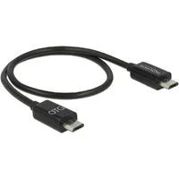 USB 2.0 Power Sharing Kabel, Micro-USB Stecker > Micro-USB Stecker schwarz, 30cm, OTG Funktion (On-The-Go)