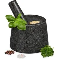 relaxdays Mörser Granitmörser mit Stößel für Pesto
