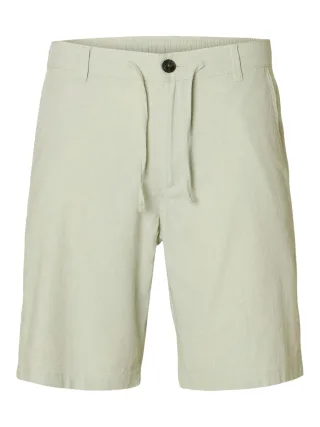 SELECTED MEN - SLMREGULAR-BRODY LINEN BLD SHORTS NOOS Aqua Gray - Gr. - L